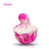 Pink and white Waxmaid octopus silicone dab container with tentacles and inner glass jar