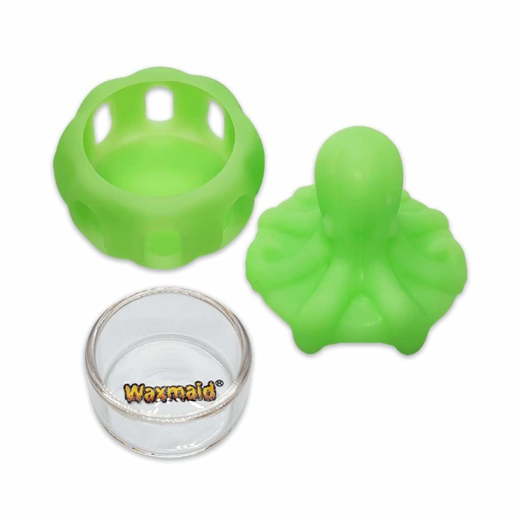 Waxmaid Octopus silicone dab container with glass jar, perfect for storing concentrates