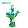 Waxmaid Soldier 2-in-1 Nectar Collector & Water Pipe With Silicone Bowl, Blue And Green Design