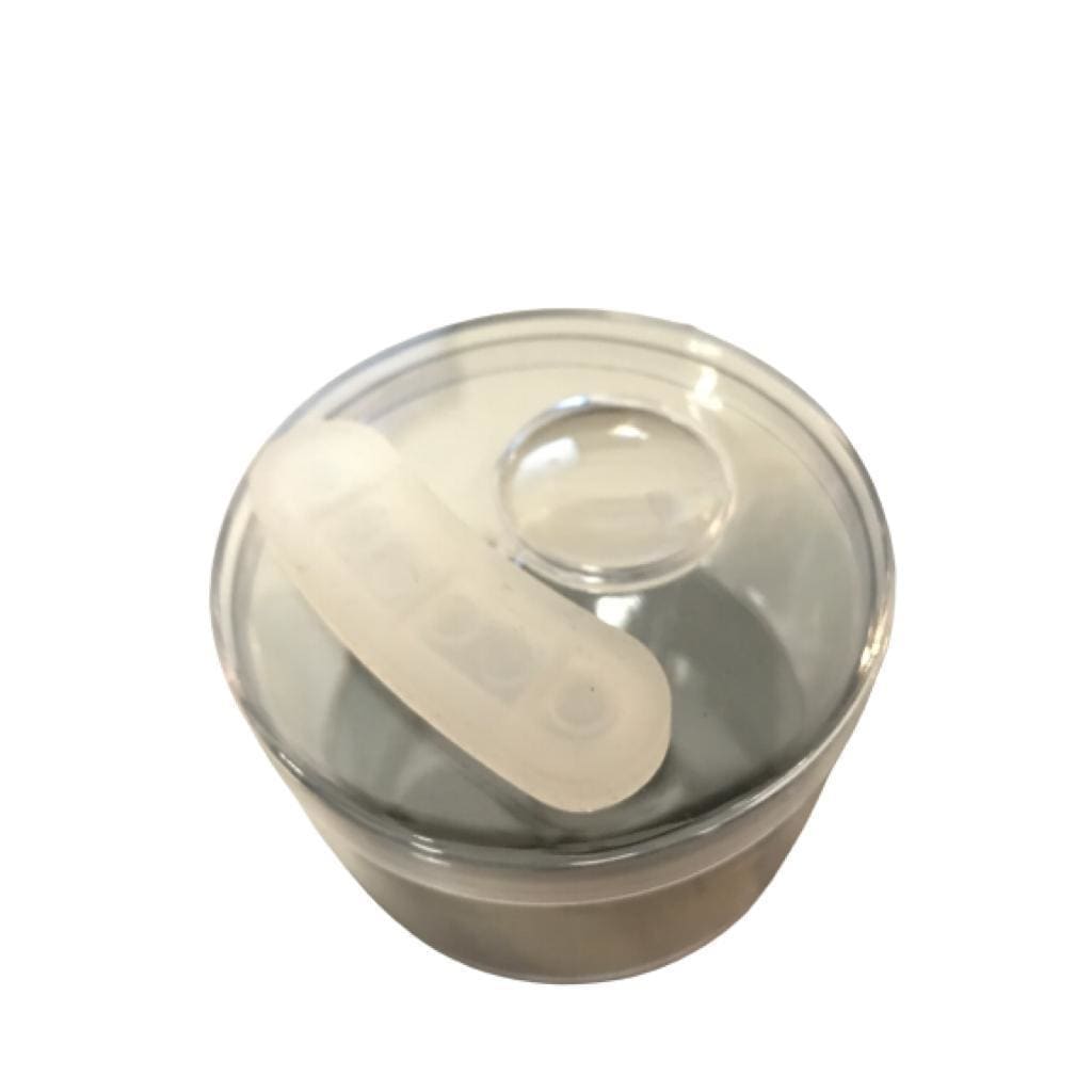 Round white capsule in 3.5 inch glass stash jar for glass hand pipe and vaporizers