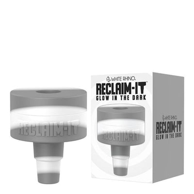 Glow-in-the-dark White Rhino Reclaim-It silicone reclaimer with packaging for water pipes