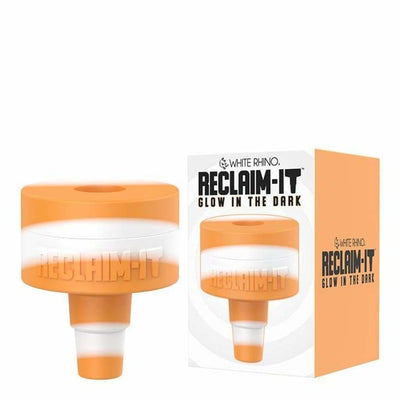 Glow-in-the-dark Orange and White Rhino Reclaim-It Silicone Reclaimer for Water Pipes