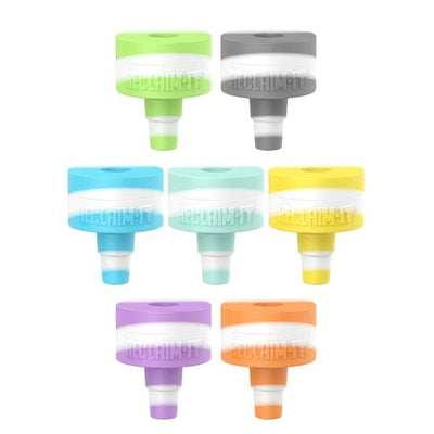 Colorful bottle caps with strainers for White Rhino Reclaim-it Silicone Reclaimer for Water Pipes