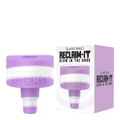 Purple and white glow-in-the-dark White Rhino Reclaim-It silicone reclaimer for water pipes