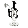 Mk100 Glass Inline Recycler Bong with black accents and curved design for Thanksgiving