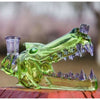 Unique glass alligator smoking pipe from Wolf Head Water Pipe with opal eyes and Pelican case