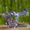 Wolf Head Water Pipe shaped like a dinosaur with opal eyes and a pelican case