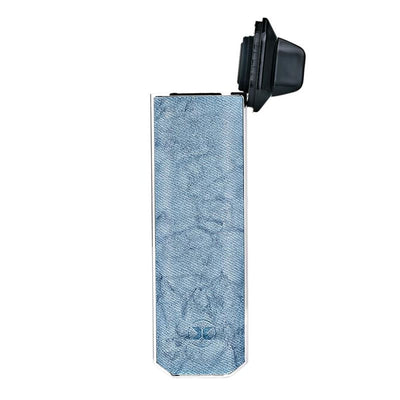 Rectangular blue denim-textured lighter for Xvape Aria dry herb & concentrate vaporizer