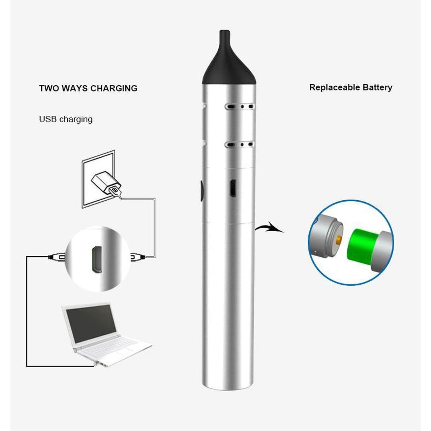 Duxvape V2 Pro 3-in-1 vaporizer with five temperature settings and aluminum casing