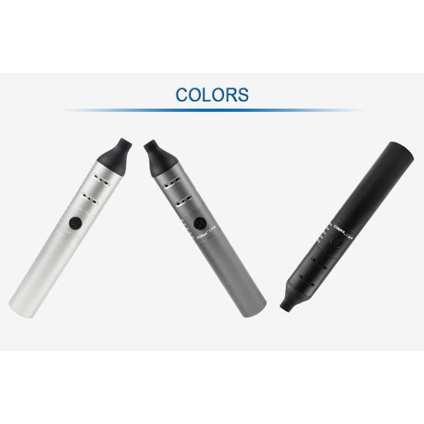 Duxvape V2 Pro 3-in-1 vaporizer in silver, gray, black aluminum casing with five temperature settings