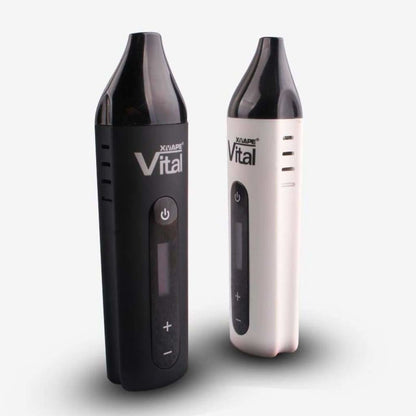Sleek black and white Xvape Vital vaporizer with ceramic chamber