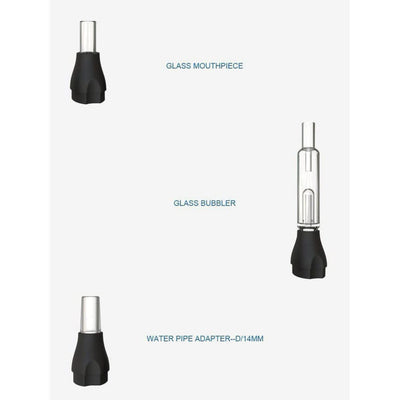 Clear Xvape Vital glass mouthpiece with black rubber base and ceramic chamber