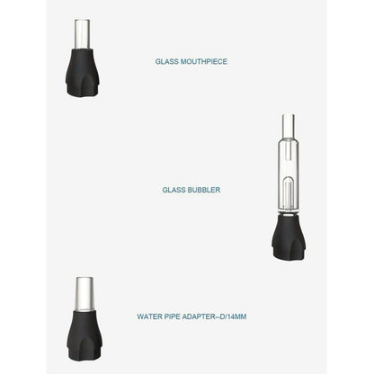 Clear Xvape Vital glass mouthpiece with black rubber base and ceramic chamber