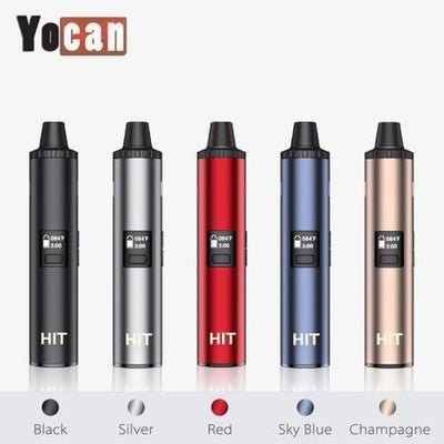 Yocan Hit Dry Herb Vaporizer Pen in five metallic colors, with fast heatup and OLED display