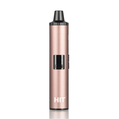 Rose gold Yocan Hit dry herb vaporizer with ‘HIT’ branding and black mouthpiece