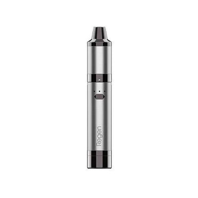 Sleek silver Yocan Regen Wax Vaporizer with triple quartz coil and silicone jar