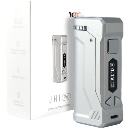 Yocan Uni Pro: Sleek universal portable mod with OLED screen in white and gray